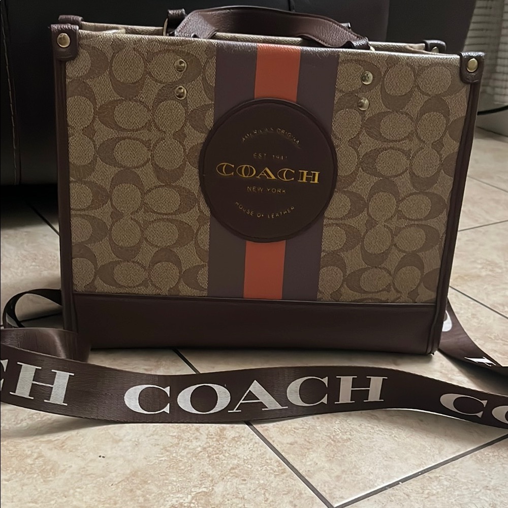 Coach Brown and Tan Briefcase with Signature Monogram